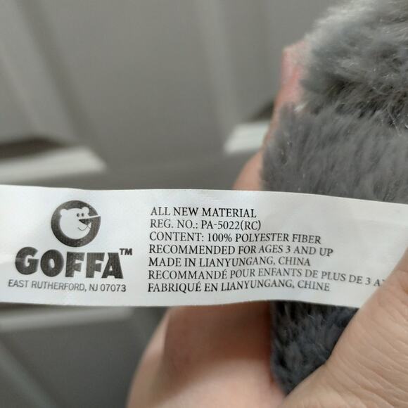 Goffa Elephant 7" Gray Stuffed Animal Cream Ribbed Ears Paws Plush Toy - Picture 5 of 7